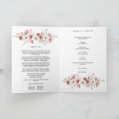 Pink Wild Flowers Photo Memorial Funeral Program Kaart (Binnen)