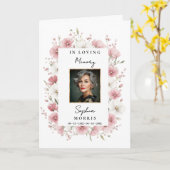 Pink Wild Flowers Photo Memorial Funeral Program Kaart (Gele Bloem)