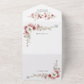 Pink Wild Flowers Wedding   All In One Uitnodiging (Buitenkant)