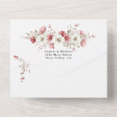 Pink Wild Flowers Wedding   All In One Uitnodiging (Achterkant)