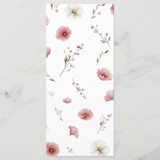 Pink Wild Flowers Wedding Menu (Achterkant)