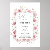 Pink Wild Flowers Wedding Poster (Voorkant)