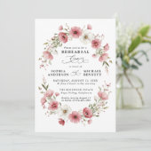 Pink Wild Flowers Wedding Rehearsal Dinner Kaart (Staand voorkant)