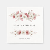 Pink Wild Flowers Wedding Servet (Voorkant)