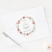 Pink Wild Flowers Wedding Sticker (Envelop)