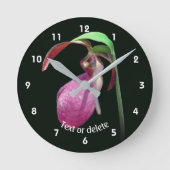 Pink Wild Lady Slipper Flower Personalized Ronde Klok (Voorkant)