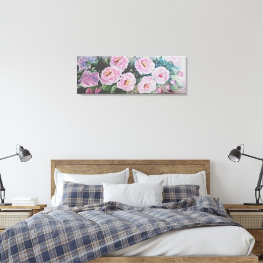 PINK WILD ROZEN PAINTING CANVAS AFDRUK (Insitu (Slaapkamer))