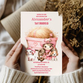 Pink Wild West Cowgirl 1e verjaardag Kaart