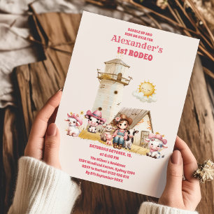 Pink Wild West Cowgirl 1e verjaardag Kaart