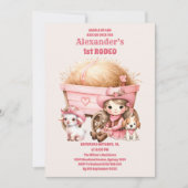 Pink Wild West Cowgirl 1e verjaardag Kaart (Voorkant)