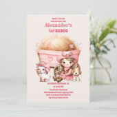 Pink Wild West Cowgirl 1e verjaardag Kaart (Staand voorkant)