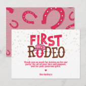 Pink Wild West Cowgirl 1e verjaardag Thankyou Notitiekaartje (Voorkant / Achterkant)