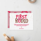 Pink Wild West Cowgirl 1e verjaardag Thankyou Notitiekaartje (Voorkant / Achterkant in situ)