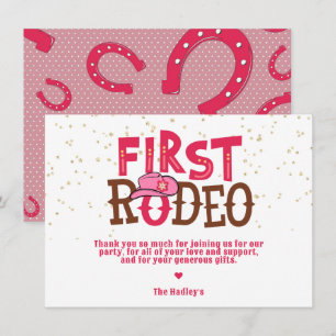 Pink Wild West Cowgirl 1e verjaardag Thankyou Notitiekaartje