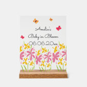 Pink Wildflower Baby Shower Acryl Bord (Voorkant)