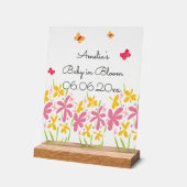 Pink Wildflower Baby Shower Acryl Bord (Hoek)