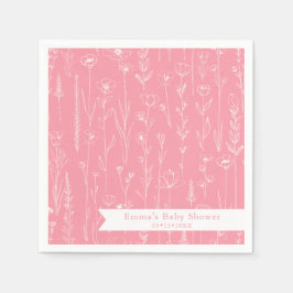 Pink Wildflower Baby Shower | Floral Pattern Servet