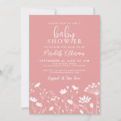 Pink Wildflower Baby Shower Kaart (Voorkant)