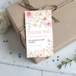 Pink Wildflower Birthday Favor Tags Cadeaulabel