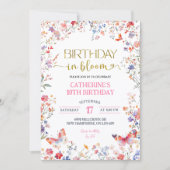 Pink Wildflower Birthday in Bloom Birthday Kaart (Voorkant)