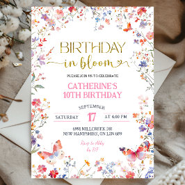 Pink Wildflower Birthday in Bloom Birthday Kaart