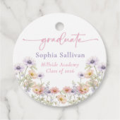 Pink Wildflower Bloom Graduation Party Bedankjes Labels (Voorkant)