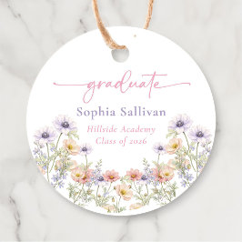 Pink Wildflower Bloom Graduation Party Bedankjes Labels