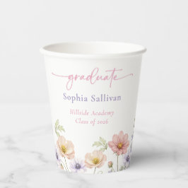 Pink Wildflower Bloom Graduation Party Papieren Bekers