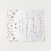 Pink Wildflower Bloom Graduation Party Wandkleed (Voorkant (horizontaal))