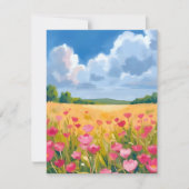 Pink Wildflower Field Floral Watercolor Card (Voorkant)