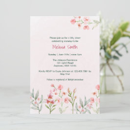 Pink Wildflower Garden Baby shower Uitnodiging