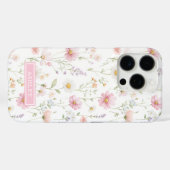 Pink Wildflower Garden Monogrammed Case-Mate iPhone Case (Achterkant (horizontaal))