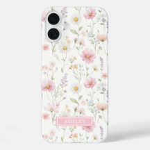 Pink Wildflower Garden Monogrammed