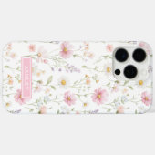 Pink Wildflower Garden Monogrammed Case-Mate iPhone Case (Achterkant (horizontaal))