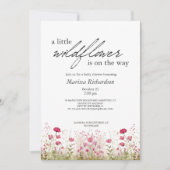 Pink Wildflower Girl Baby shower Uitnodiging (Voorkant)