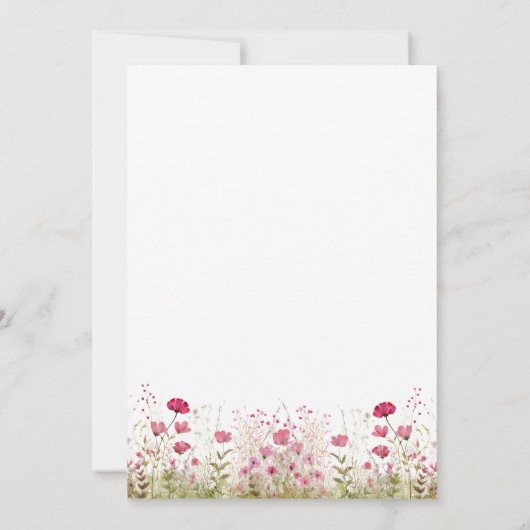 Pink Wildflower Girl Baby shower Uitnodiging (Achterkant)