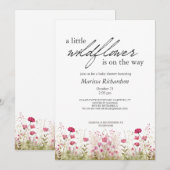 Pink Wildflower Girl Baby shower Uitnodiging (Voorkant / Achterkant)