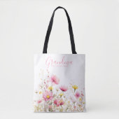 Pink Wildflower Grandma Tote Bag (Voorkant)