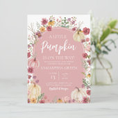 Pink Wildflower Pumpkin Baby Shower Kaart (Staand voorkant)