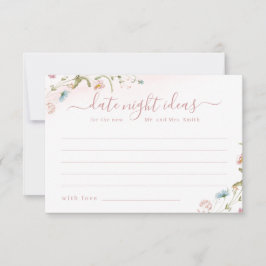 Pink Wildflower Rustic Boho date nacht ideeën spel Bedankkaart
