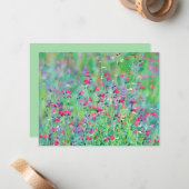 Pink Wildflower Salvia Flower Art Note Card Set Notitiekaartje (Voorkant / Achterkant in situ)