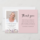 Pink Wildflower Sympathie Funeral Bedankkaart (Voorkant)