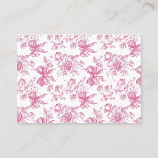 Pink Wildflower Tea Party Vrijgezellenfeest regist Informatiekaartje (Achterkant)