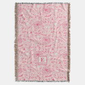 Pink Wildflower Throw Blanket monogram Deken