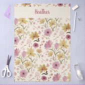 Pink Wildflower Watercolor Monogram Name Tissuepapier (Craft)
