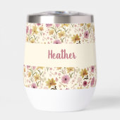 Pink Wildflower Watercolor Monogram Named (Voorkant)