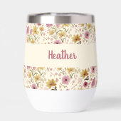 Pink Wildflower Watercolor Monogram Named (Achterkant)