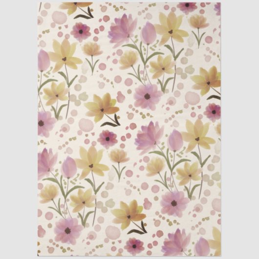 Pink Wildflower Watercolor Tissuepapier (Voorkant)