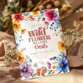 Pink Wildflower Wild One 1st verjaardag Uitnodigin Kaart