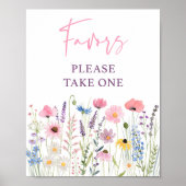 Pink Wildflowers Baby shower gunstteken Poster (Voorkant)
